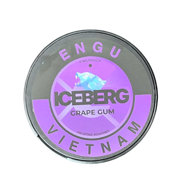 Engu ICEBERG Grape Gum 6 mg – Engu ICEBERG Grape Gum kẹo cao su nho – nicotine pouch snus chính hãng – nồng độ 6mg – mua snus nicotine pouch tại Snus Sài Gòn, giao nhanh TP.HCM (Hồ Chí Minh)
